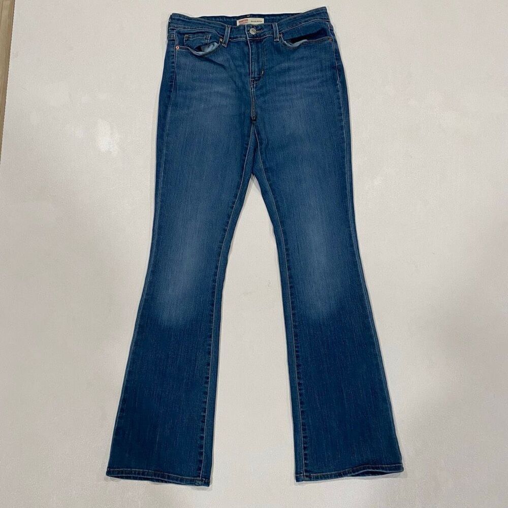 Levi Strauss Signature Mid Rise Bootcut Jeans Women 8 Long W28 L34 Blue Denim
